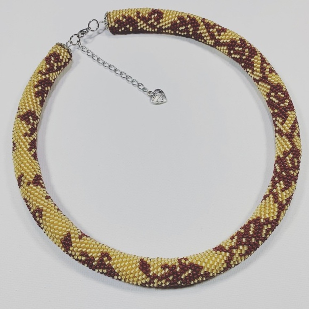 Handmade seed beads crocheted rope necklace